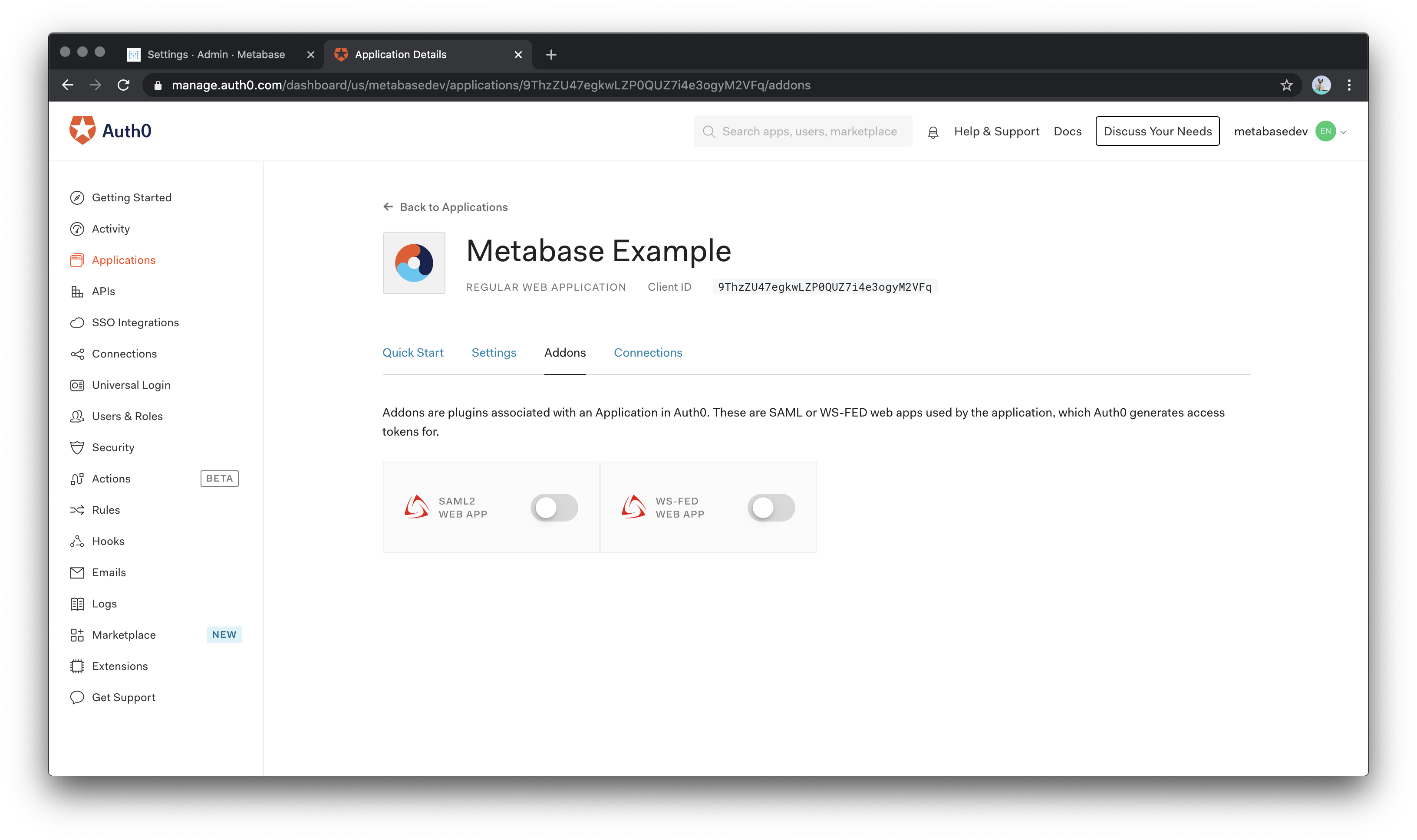 Auth0 Uygulama Eklentileri
